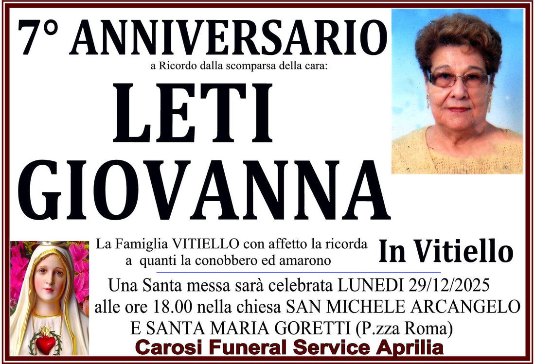 7 ANNIVERSARIO GIOVANNA LETI