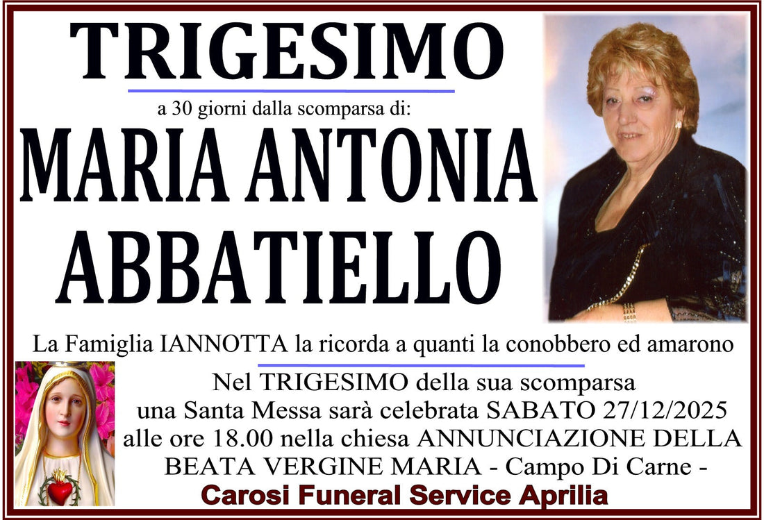 TRIGESIMO MARIA ANTONIA ABBATIELLO