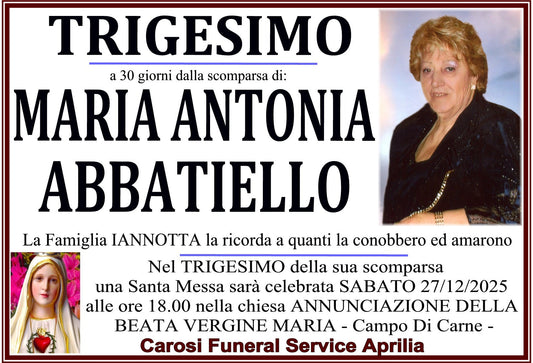TRIGESIMO MARIA ANTONIA ABBATIELLO